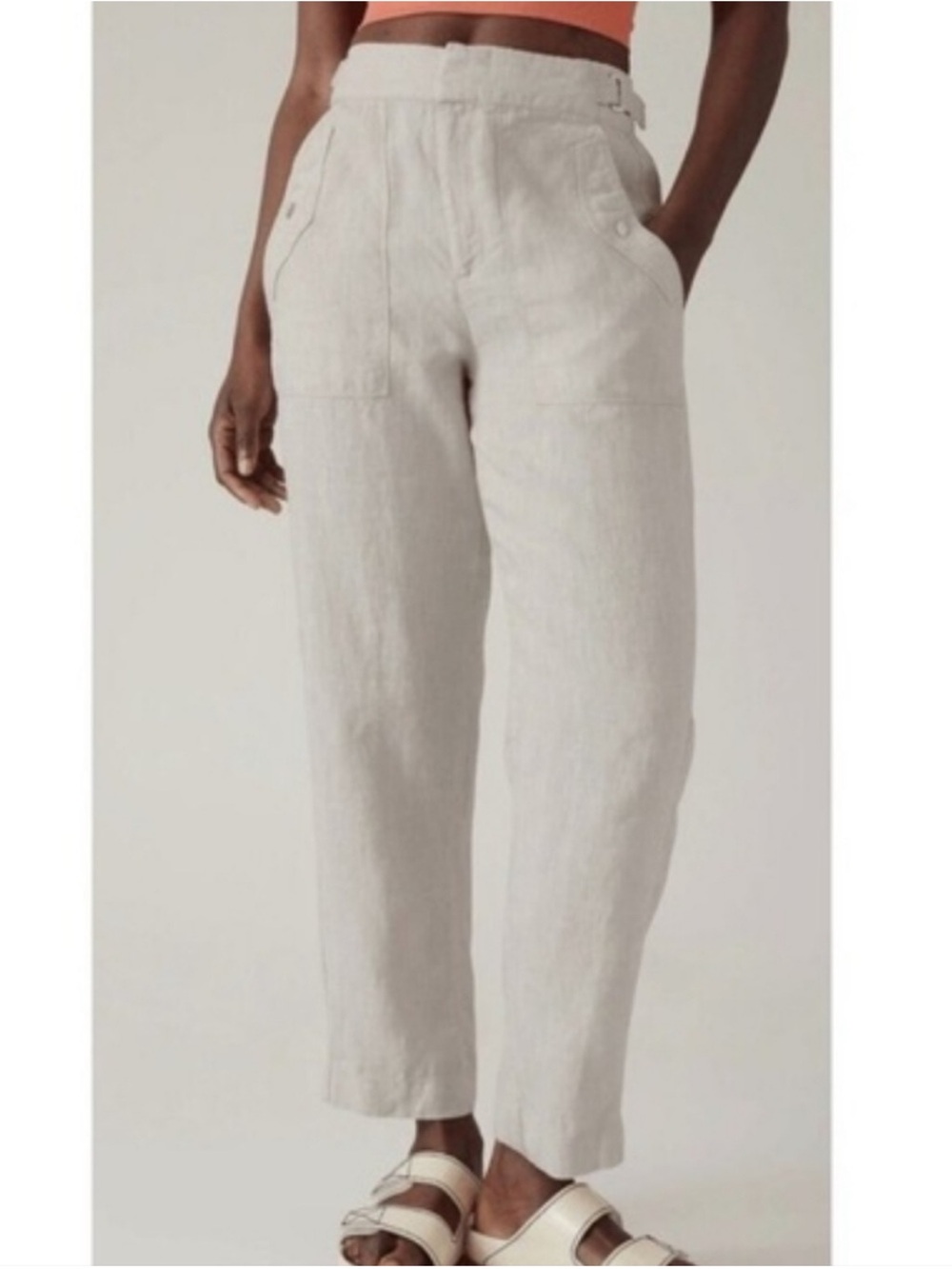 BOGO! Athleta Voyager Linen Straight Leg Pant Natural Size 6 Tall / Long